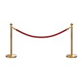 Montour Line Stanchion Post and Rope Kit Sat.Brass, 2 Ball Top1 Red Rope C-Kit-2-SB-BA-1-PVR-RD-PB